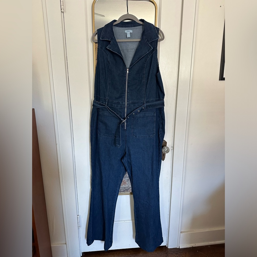 Forever 21+ Flared Denim Jumpsuit